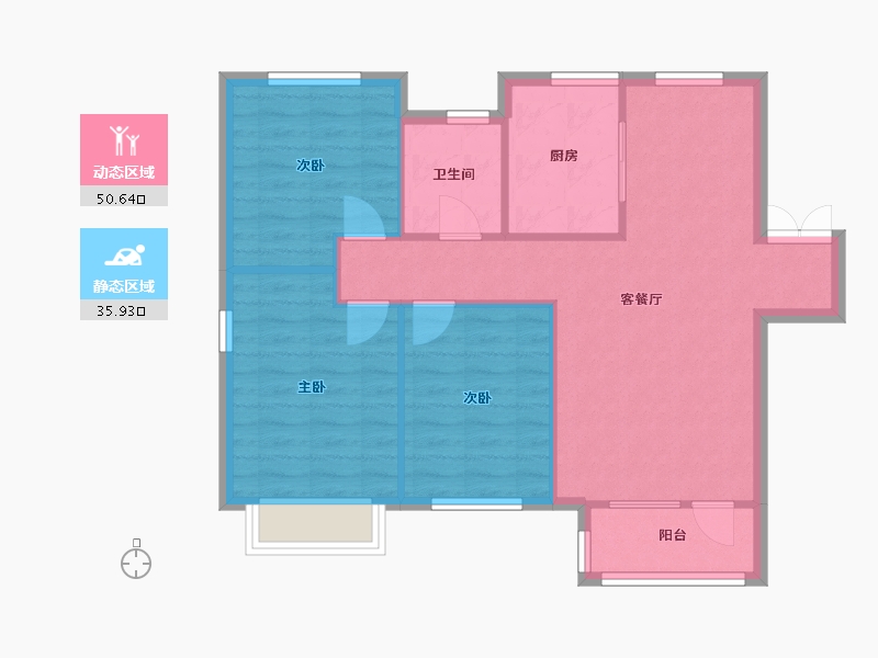 天津-天津市-天房北宁公元天博雅苑3号楼,建面118m²-78.80-户型库-动静分区