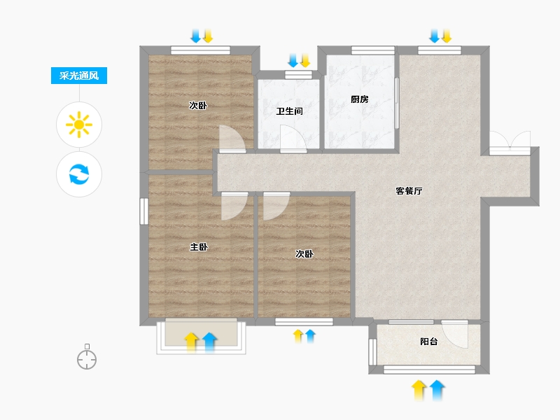 天津-天津市-天房北宁公元天博雅苑3号楼,建面118m²-78.80-户型库-采光通风