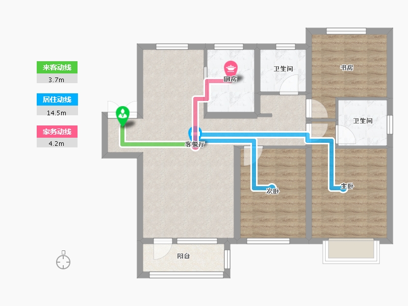 天津-天津市-天房北宁公元天博雅苑3号楼,建面129m²-85.26-户型库-动静线