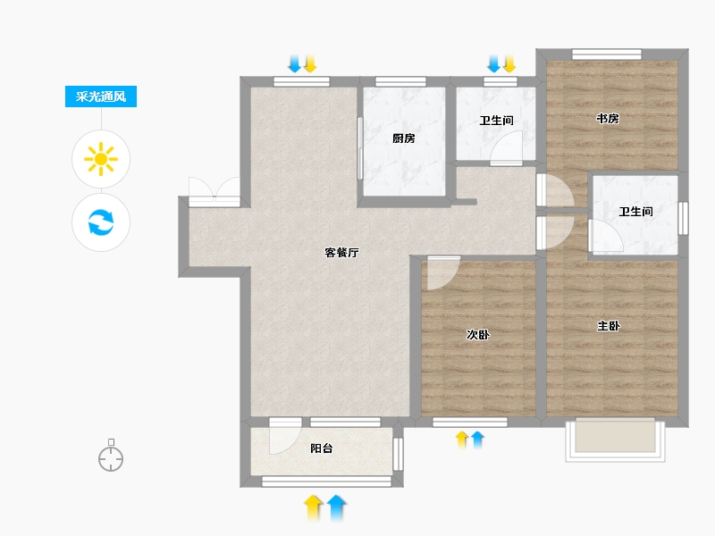 天津-天津市-天房北宁公元天博雅苑3号楼,建面129m²-85.26-户型库-采光通风