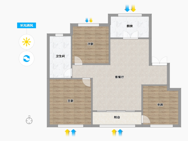 天津-天津市-天房天泰盛雅佳苑18号楼,盛雅佳苑19号楼建面114m²-91.20-户型库-采光通风