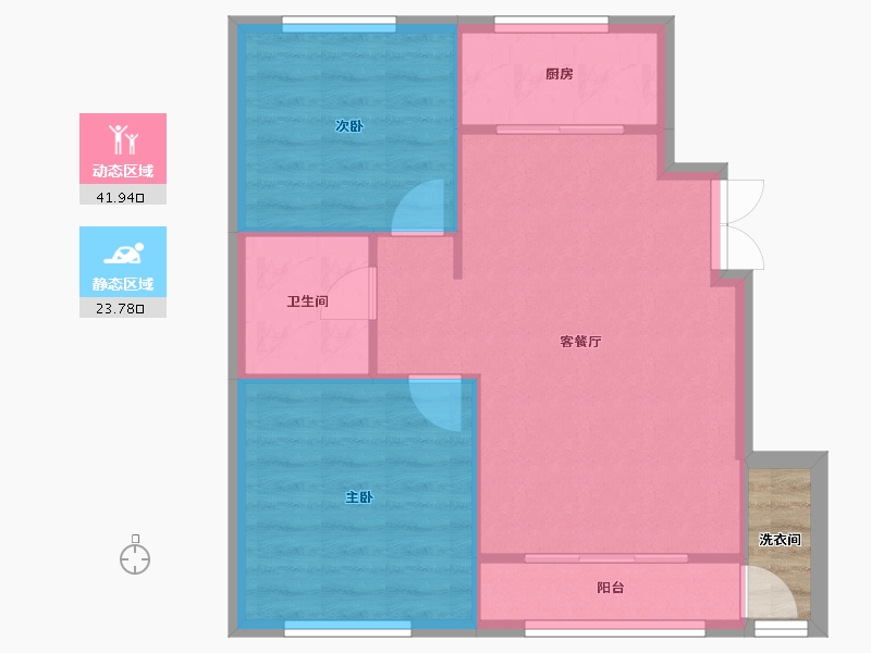 天津-天津市-天房天泰盛雅佳苑16号楼,盛雅佳苑17号楼,建面98m²-62.58-户型库-动静分区