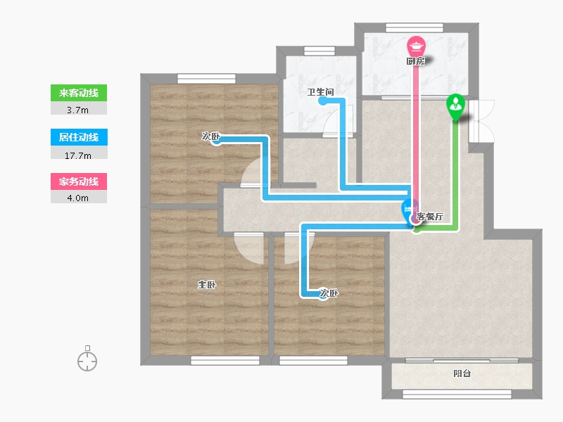 天津-天津市-天房天泰盛雅佳苑12号楼,盛雅佳苑13号楼,建面100m²-69.81-户型库-动静线