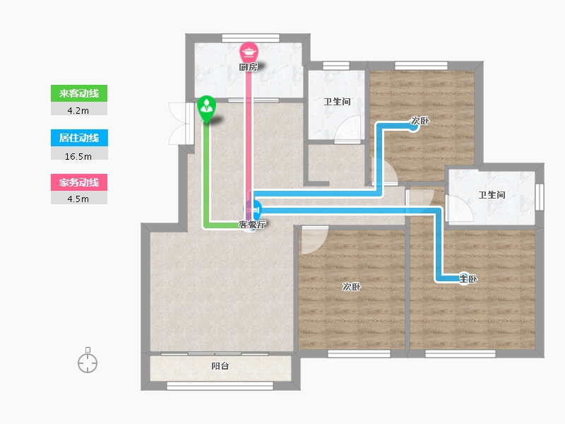 天津-天津市-天房天泰盛雅佳苑9号楼,建面116m²-86.30-户型库-动静线