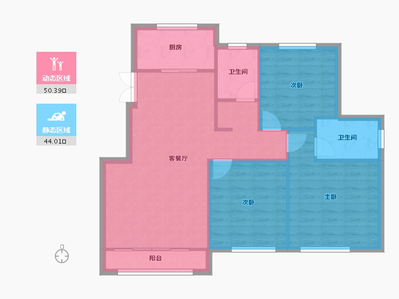 天津-天津市-天房天泰盛雅佳苑9号楼,建面116m²-86.30-户型库-动静分区