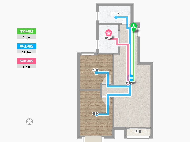 天津-天津市-路劲太阳城皓阳园皓阳园5号楼,皓阳园6号楼建面87m²-56.79-户型库-动静线