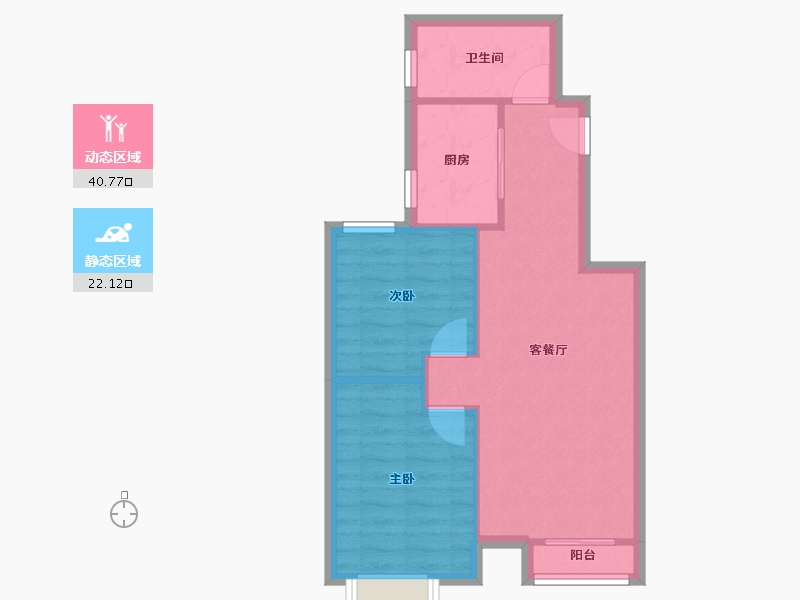 天津-天津市-路劲太阳城皓阳园皓阳园5号楼,皓阳园6号楼建面87m²-56.79-户型库-动静分区