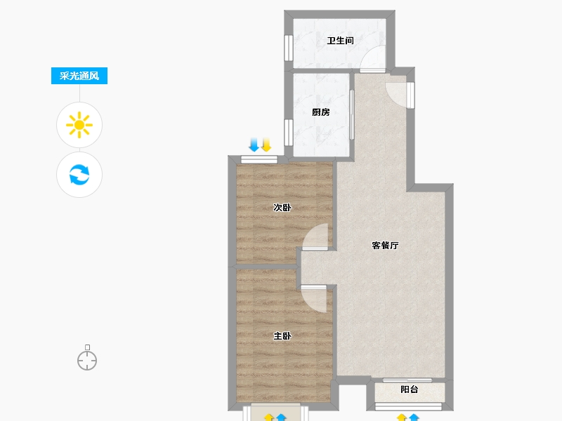 天津-天津市-路劲太阳城皓阳园皓阳园5号楼,皓阳园6号楼建面87m²-56.79-户型库-采光通风