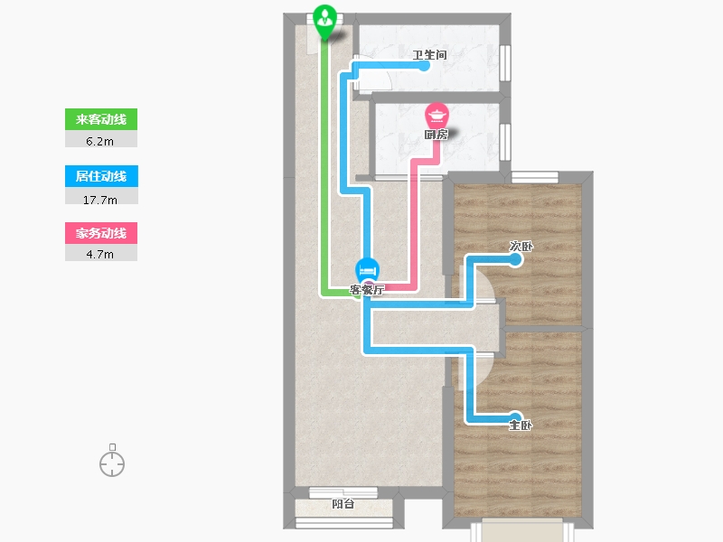 天津-天津市-路劲太阳城皓阳园皓阳园5号楼,皓阳园6号楼建面90m²-57.84-户型库-动静线