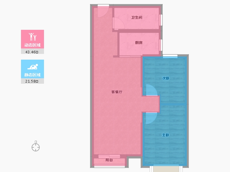 天津-天津市-路劲太阳城皓阳园皓阳园5号楼,皓阳园6号楼建面90m²-57.84-户型库-动静分区