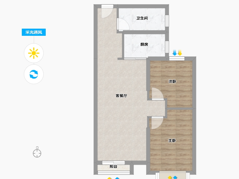 天津-天津市-路劲太阳城皓阳园皓阳园5号楼,皓阳园6号楼建面90m²-57.84-户型库-采光通风