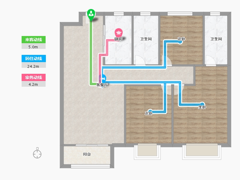 天津-天津市-路劲太阳城皓阳园皓阳园16号楼,皓阳园17号楼建面119m²-95.20-户型库-动静线