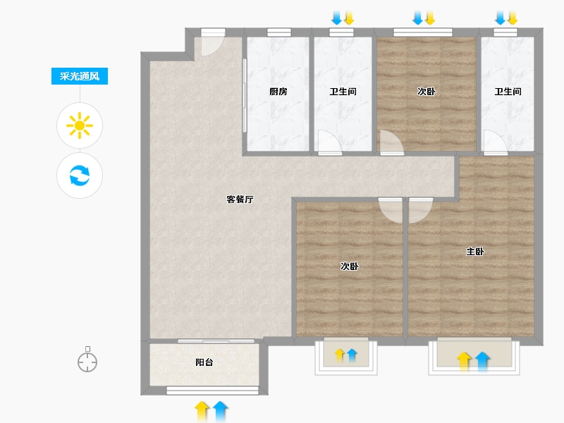 天津-天津市-路劲太阳城皓阳园皓阳园16号楼,皓阳园17号楼建面119m²-95.20-户型库-采光通风