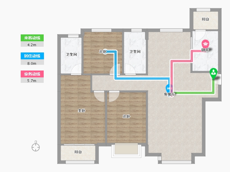 天津-天津市-路劲太阳城皓阳园16号楼,第九季17号楼,皓阳园17号楼建面143m²-99.05-户型库-动静线