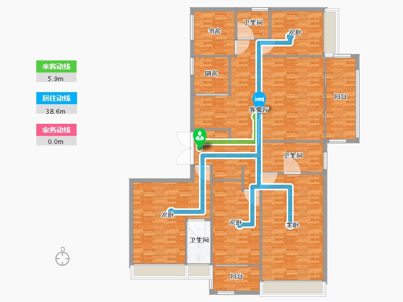 河南省-郑州市-碧桂园西湖六号院4号楼建面238m2-190.41-户型库-动静线