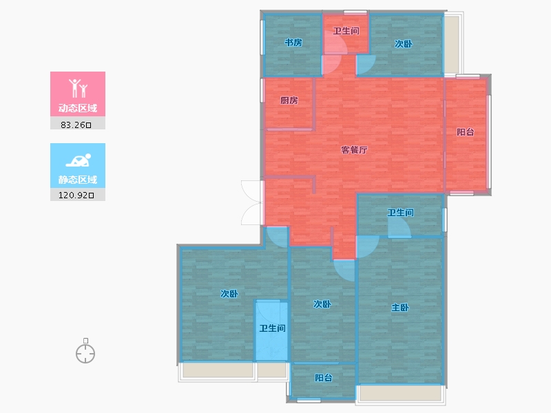 河南省-郑州市-碧桂园西湖六号院4号楼建面238m2-190.41-户型库-动静分区