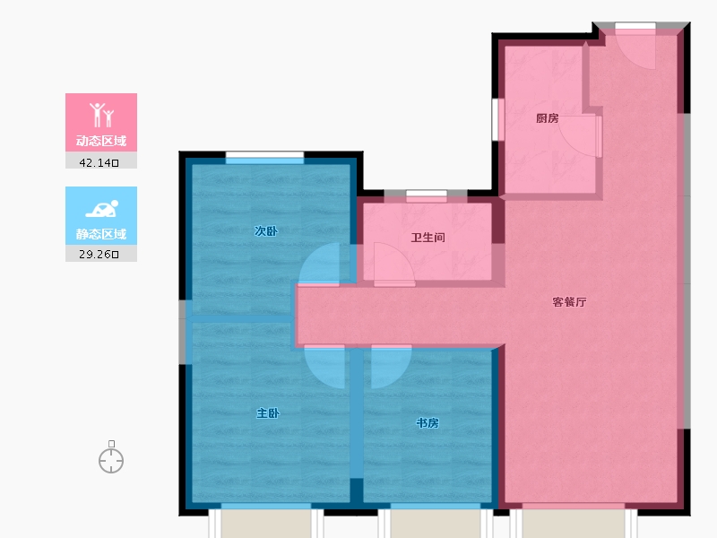 天津-天津市-天津凯旋门和馨家园3号楼,和馨家园7号楼,建面100m²-63.37-户型库-动静分区