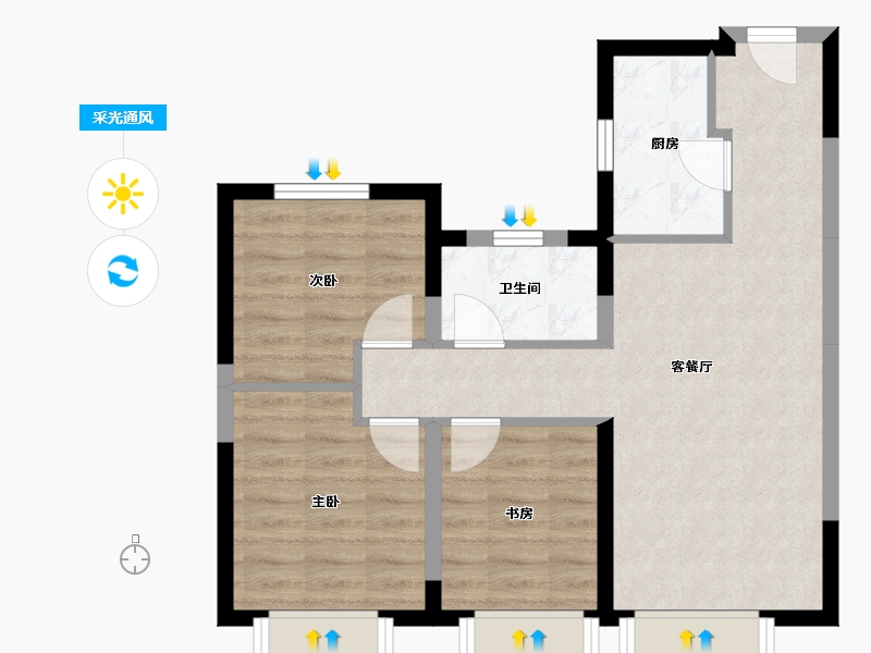 天津-天津市-天津凯旋门和馨家园3号楼,和馨家园7号楼,建面100m²-63.37-户型库-采光通风