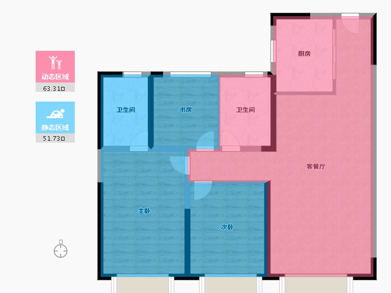 天津-天津市-天津凯旋门和馨家园3号楼,和馨家园4号楼建面130m²-103.95-户型库-动静分区