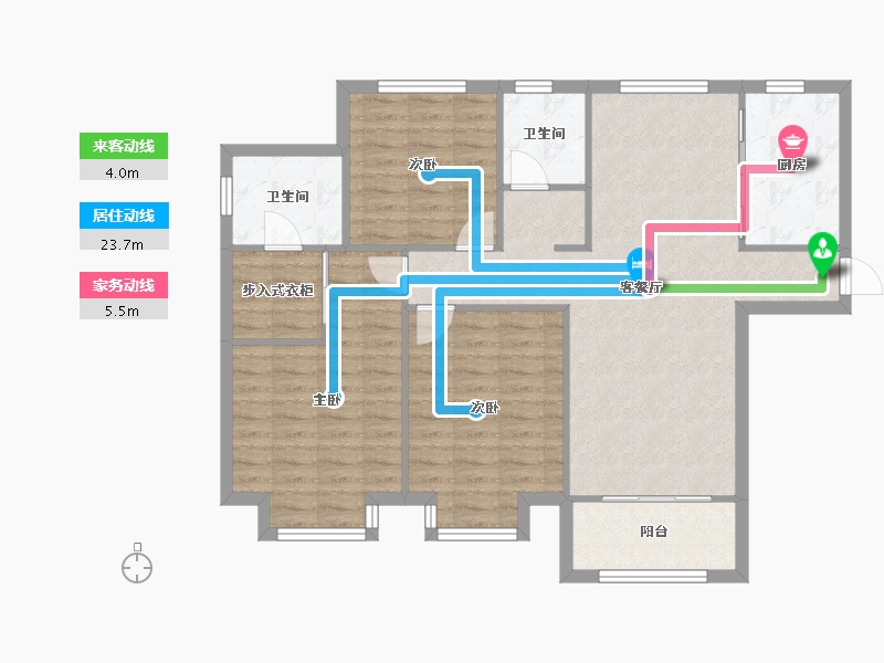 天津-天津市-中储正荣栋境4号楼,6号楼建面127m²-101.59-户型库-动静线