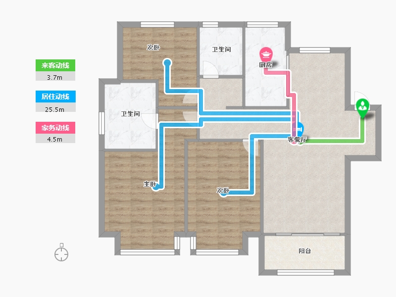 天津-天津市-中储正荣栋境1号楼,3号楼,5号楼建面125m²-100.00-户型库-动静线