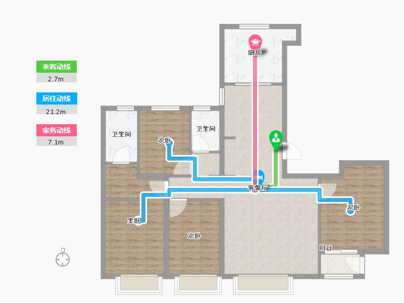 天津-天津市-中储正荣栋境2号楼,3号楼建面148m²-118.41-户型库-动静线