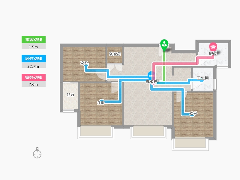 天津-天津市-中储正荣栋境2号楼,3号楼建面95m²-76.00-户型库-动静线