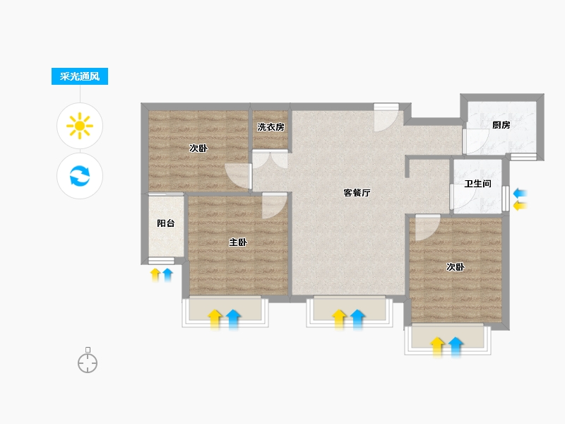 天津-天津市-中储正荣栋境2号楼,3号楼建面95m²-76.00-户型库-采光通风