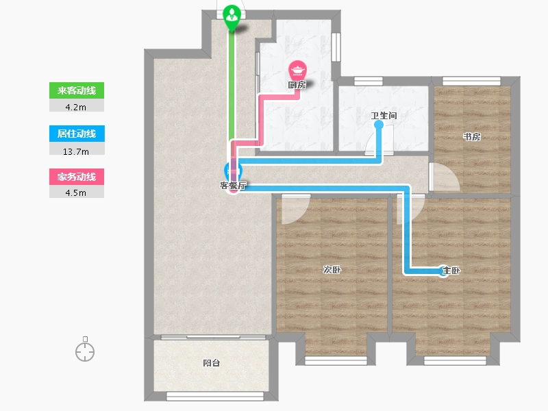 天津-天津市-中储正荣栋境1号楼,5号楼建面98m²-78.37-户型库-动静线