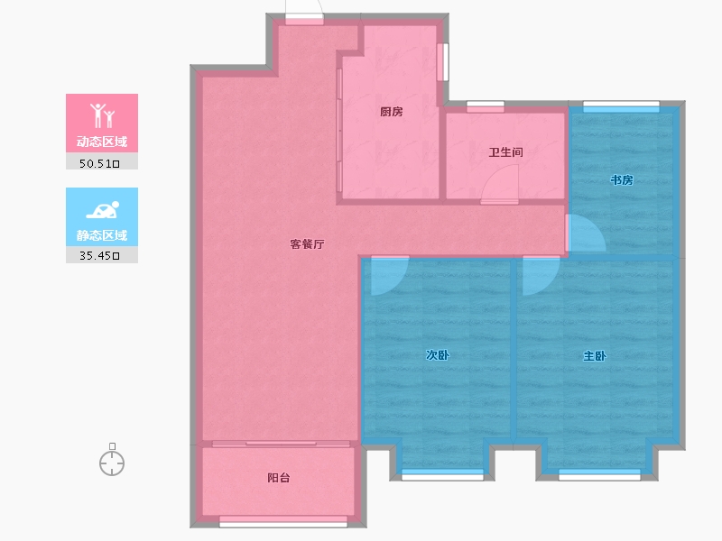 天津-天津市-中储正荣栋境1号楼,5号楼建面98m²-78.37-户型库-动静分区