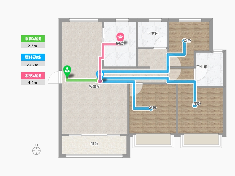 天津-天津市-中储正荣栋境2号楼,3号楼建面125m²-100.00-户型库-动静线