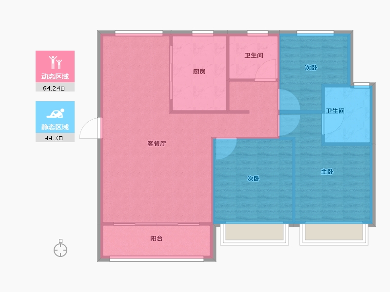 天津-天津市-中储正荣栋境2号楼,3号楼建面125m²-100.00-户型库-动静分区