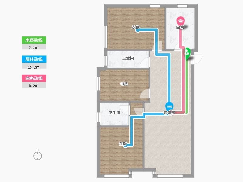 天津-天津市-红城柏丽花园4号楼建面131m²-91.80-户型库-动静线