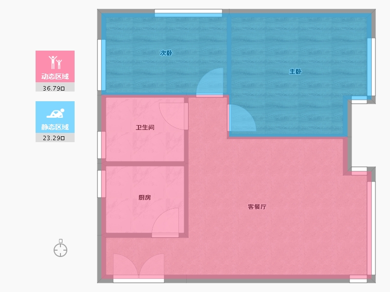 天津-天津市-红城柏丽花园4号楼建面79m²-54.67-户型库-动静分区