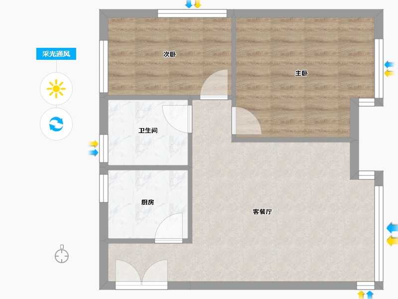 天津-天津市-红城柏丽花园4号楼建面79m²-54.67-户型库-采光通风