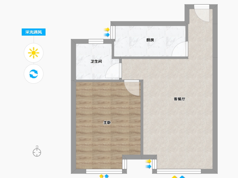 天津-天津市-红城柏丽花园4号楼建面74m²-50.92-户型库-采光通风