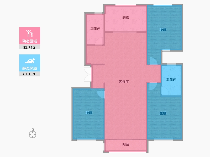 天津-天津市-红城柏丽花园17号楼建面171m²-133.59-户型库-动静分区