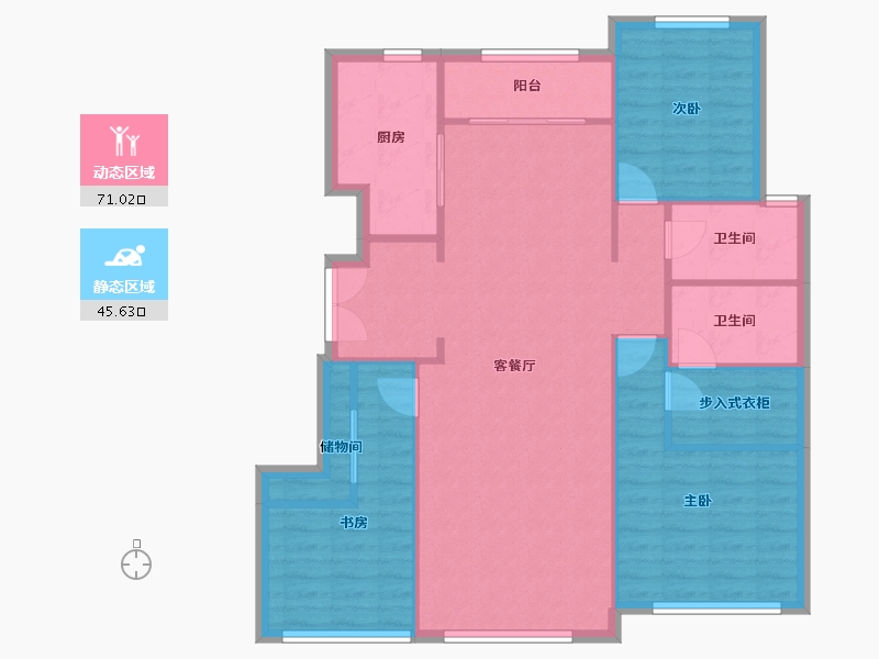 天津-天津市-公元大观竹山雅苑4号楼,竹山雅苑6号楼建面138m²-106.75-户型库-动静分区