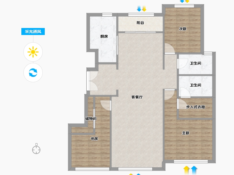 天津-天津市-公元大观竹山雅苑4号楼,竹山雅苑6号楼建面138m²-106.75-户型库-采光通风