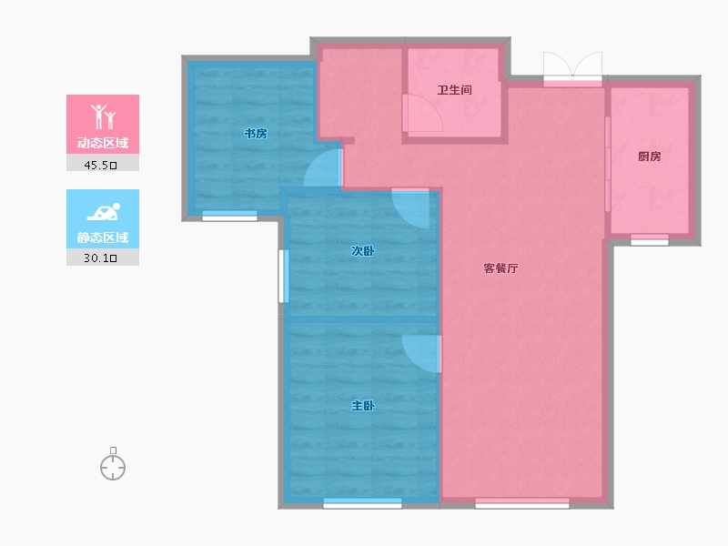 天津-天津市-公元大观竹山雅苑1号楼,竹山雅苑2号楼建面100m²-68.81-户型库-动静分区