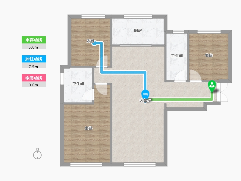 天津-天津市-公元大观竹山雅苑1号楼,竹山雅苑2号楼建面123m²-83.79-户型库-动静线