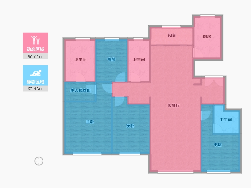 天津-天津市-公元大观竹山雅苑5号楼,建面166m²-130.60-户型库-动静分区