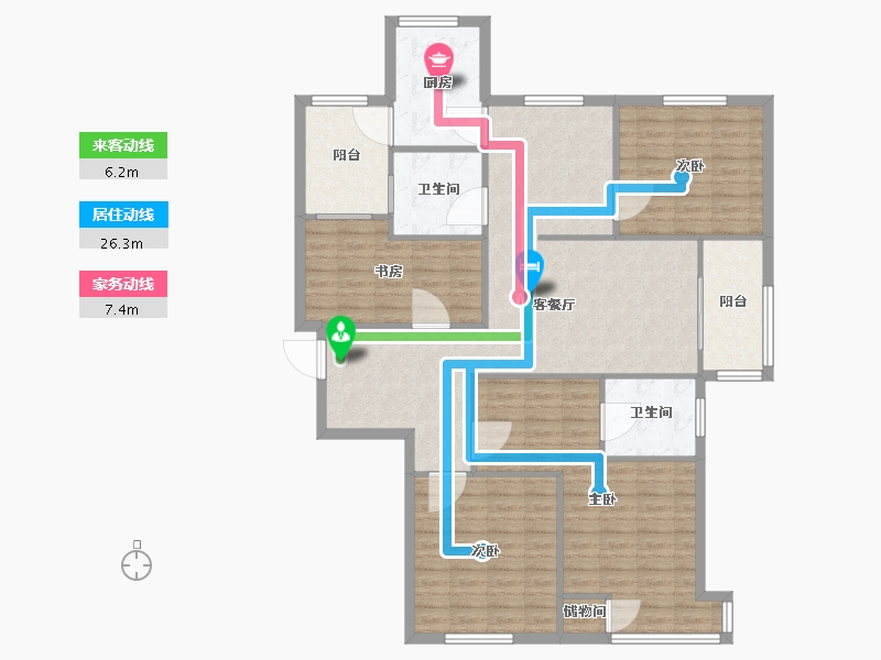 天津-天津市-泰达城河与海10号楼,11号楼建面164m²-131.21-户型库-动静线