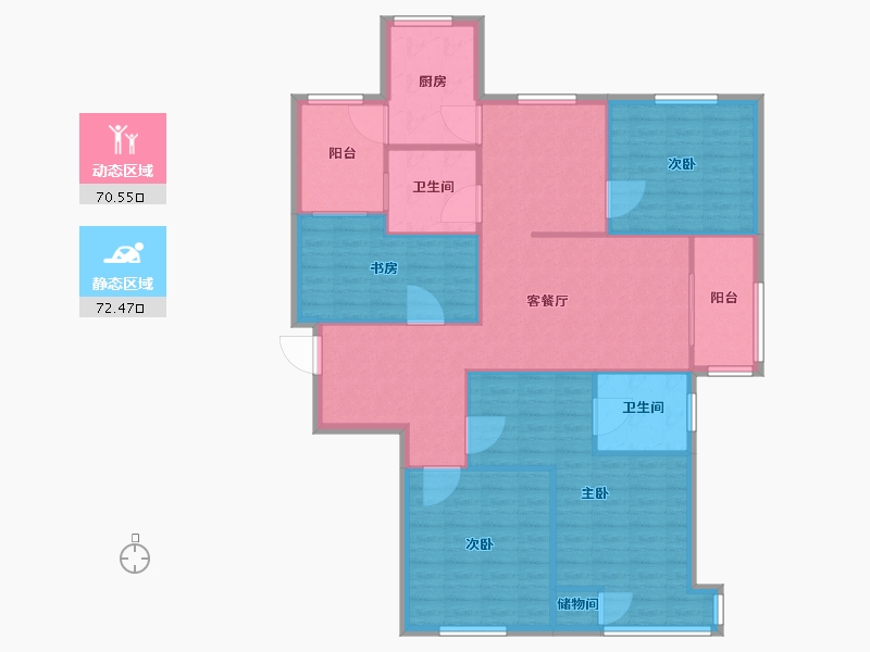 天津-天津市-泰达城河与海10号楼,11号楼建面164m²-131.21-户型库-动静分区