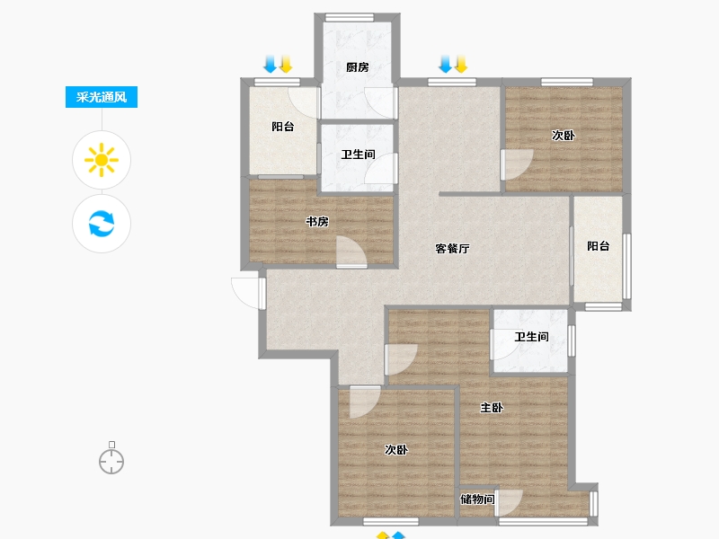 天津-天津市-泰达城河与海10号楼,11号楼建面164m²-131.21-户型库-采光通风