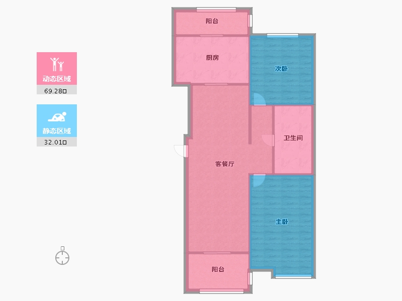 天津-天津市-泰达城河与海10号楼,11号楼建面116m²-92.80-户型库-动静分区