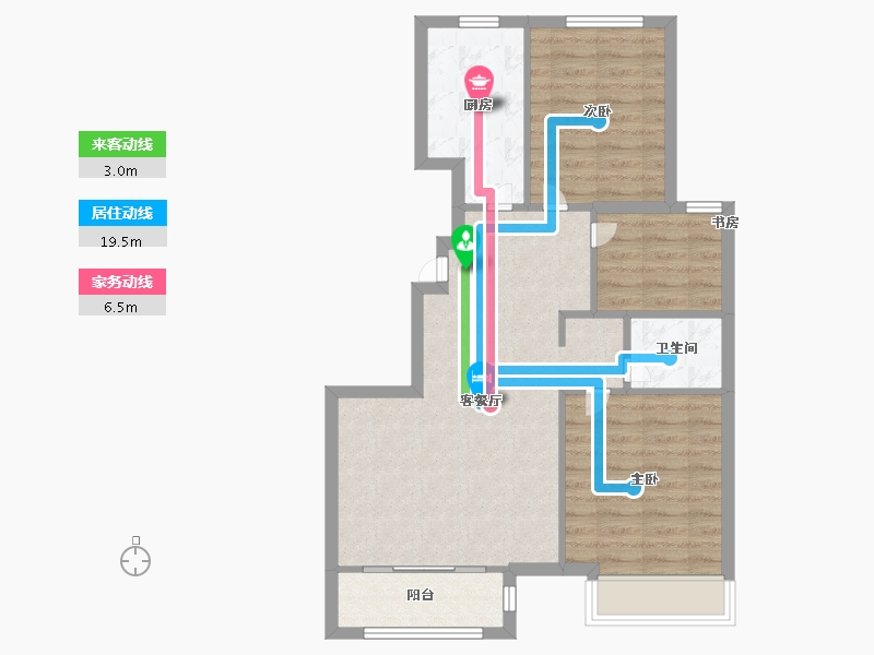 天津-天津市-社会山西苑12号楼,社会山西苑20号楼建面92m²-73.59-户型库-动静线