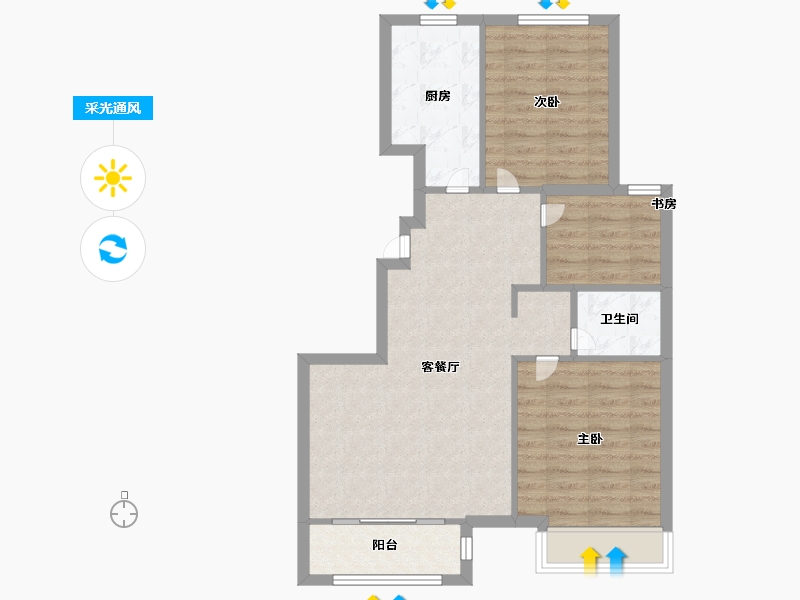 天津-天津市-社会山西苑12号楼,社会山西苑20号楼建面92m²-73.59-户型库-采光通风