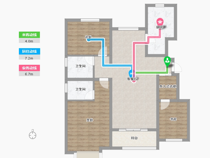 天津-天津市-社会山西苑12号楼,社会山西苑20号楼建面120m²-96.00-户型库-动静线