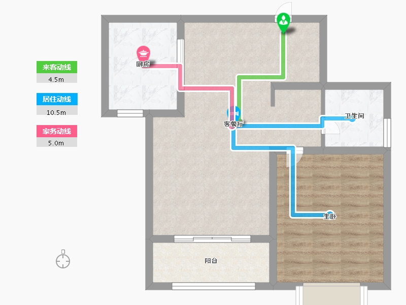 天津-天津市-雍祥园1号楼建面81m²-64.79-户型库-动静线